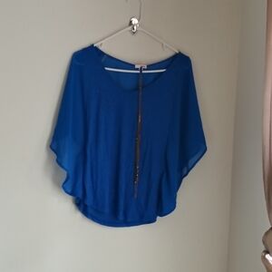 BONGO Blouse Women Large Blue Top Academia Office Casual Preppy Versatile Y2K 90